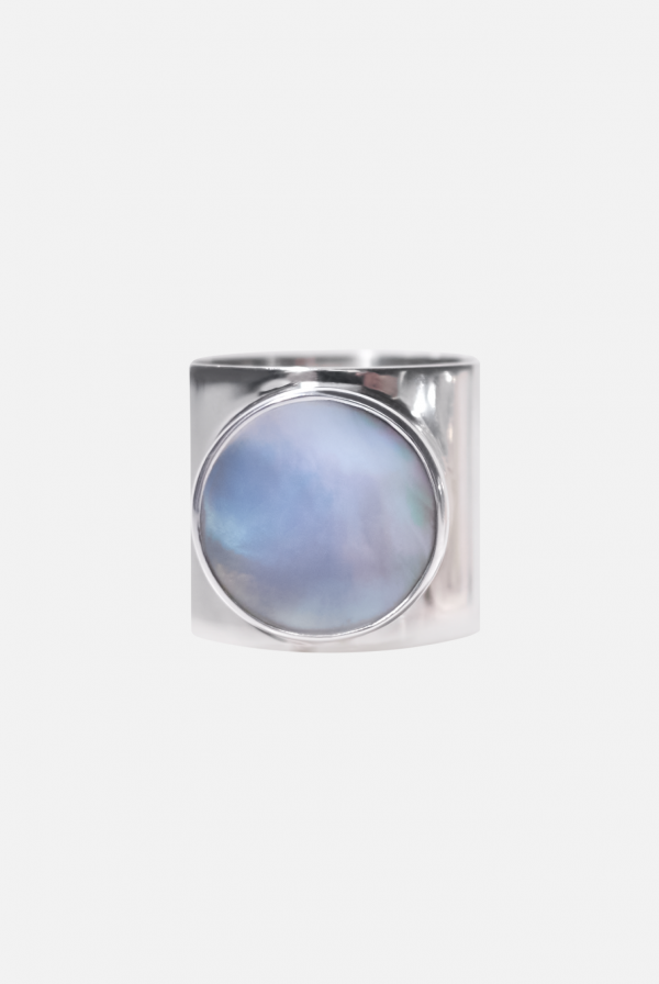 кольцо широкое серебро с перламутром