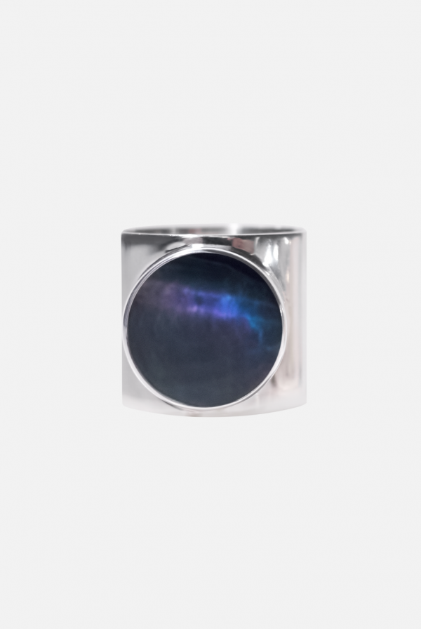 кольцо широкое серебро с чёрным перламутром заказать на сайте bohoann.ru