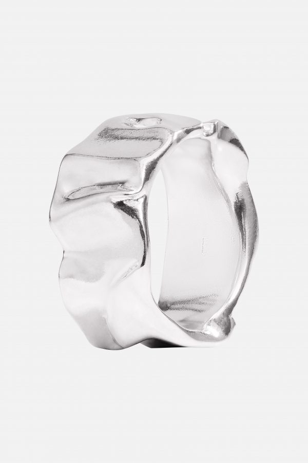 кольцо широкое фактурное мятое фольга серебро 925